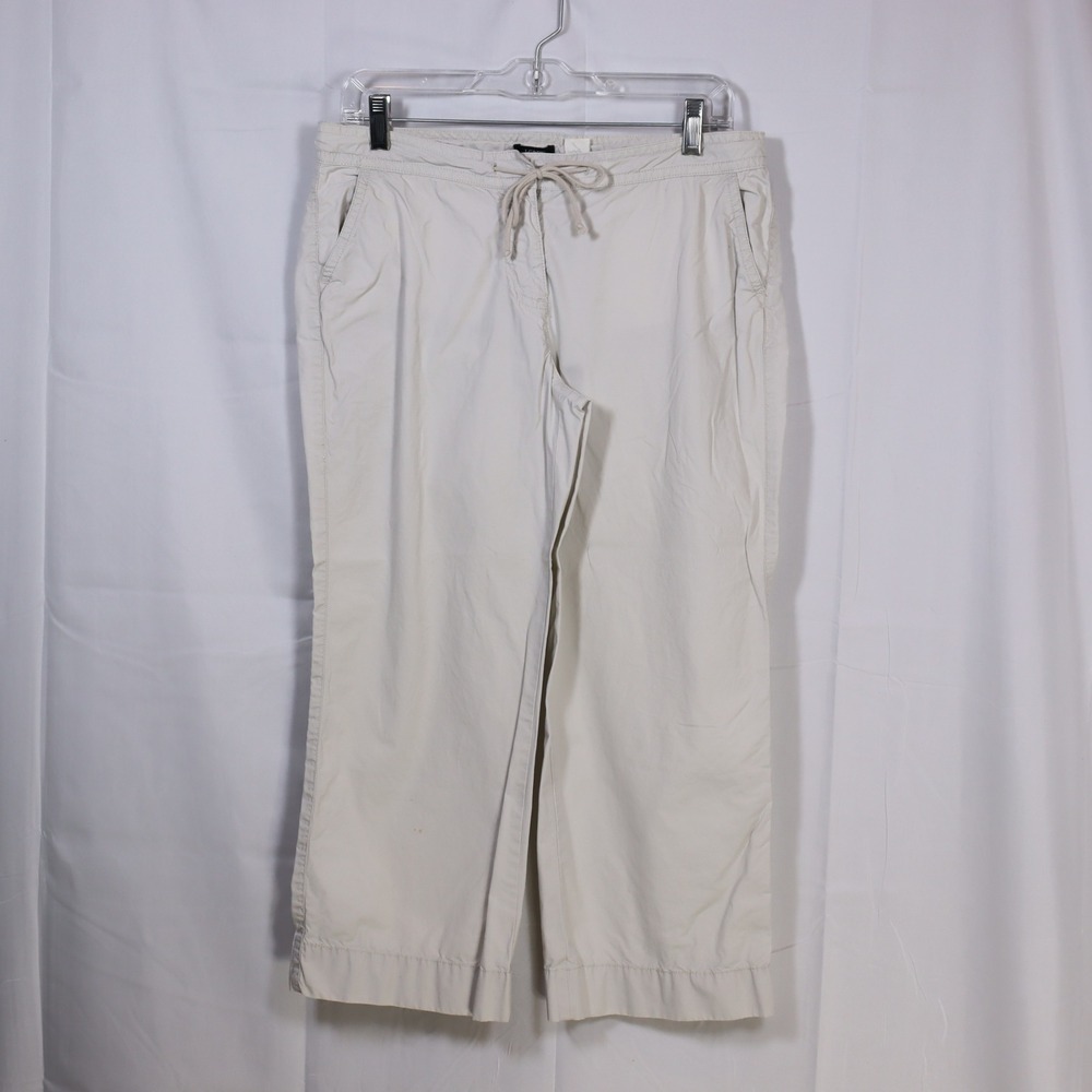 J.Crew Crop Pants 6 Beige Womens Low Fit Drawstring Capris